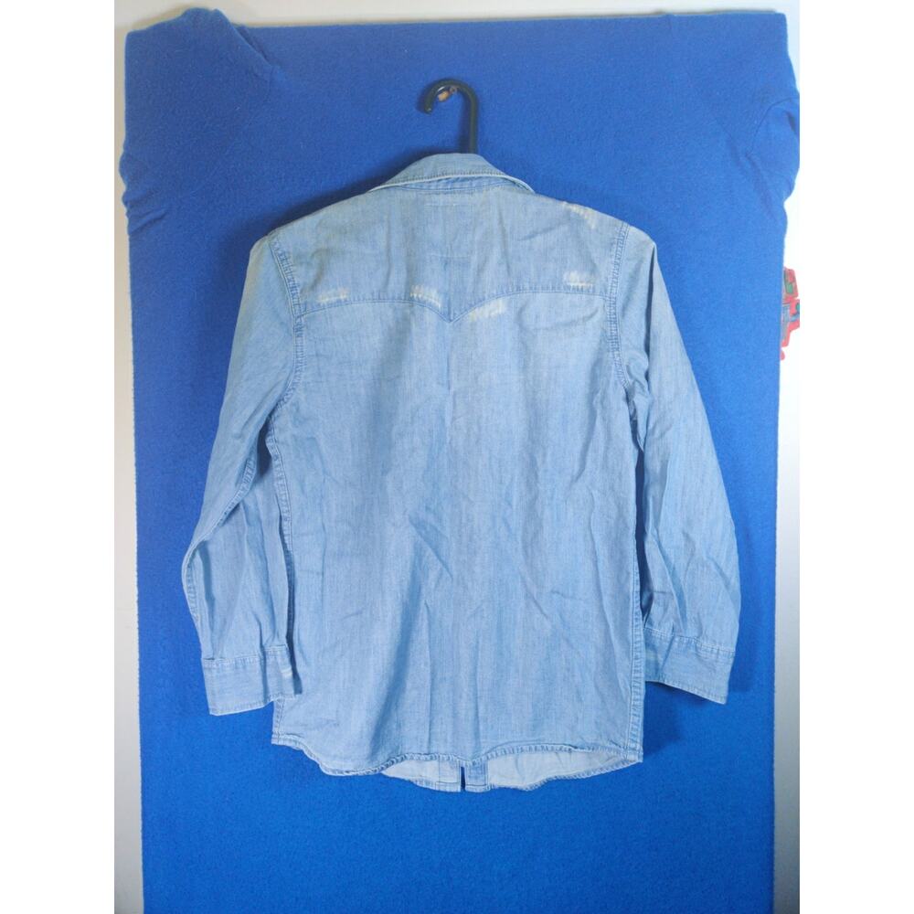 Levi's Boys Medium 10-12 Blue Denim Western Pearl Snap Long Sleeve Shirt Star - Picture 13 of 13